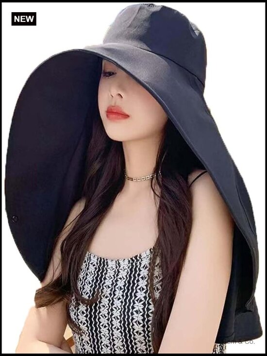 Wide Brim Sun Hat with Neck Flap, UPF 50+, Ponytail Hole, Lightweight Hiking main image 4